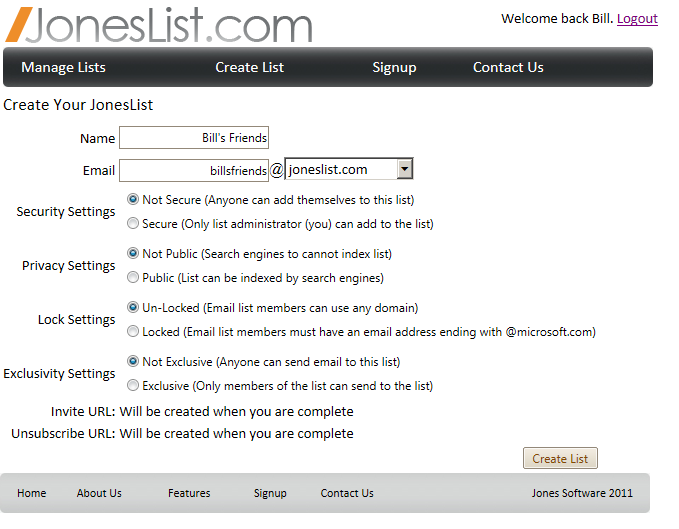 How to setup a joneslist